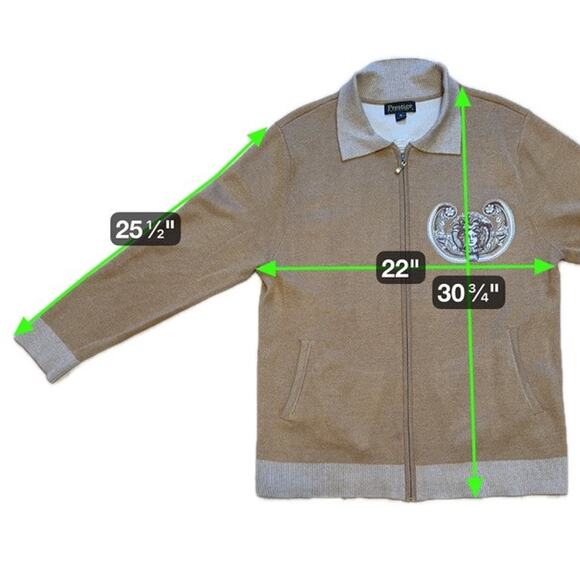 Prestige Original Medusa Embroidered Zip Sweater Jacket XL Gold Baroque - Picture 9 of 9